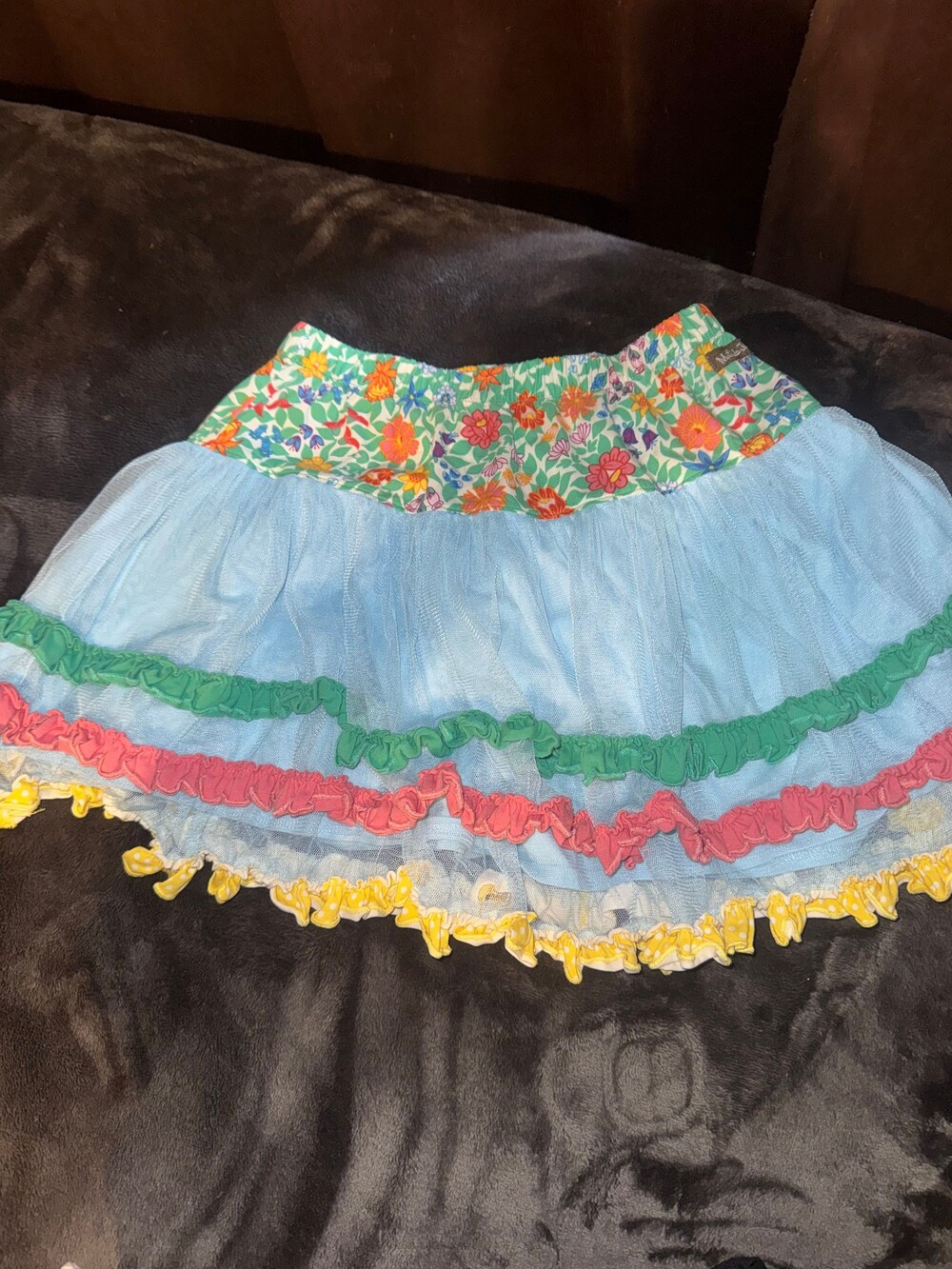 Matilda Jane Size 10 Blue Tulle Skirt Floral Waistband Girls